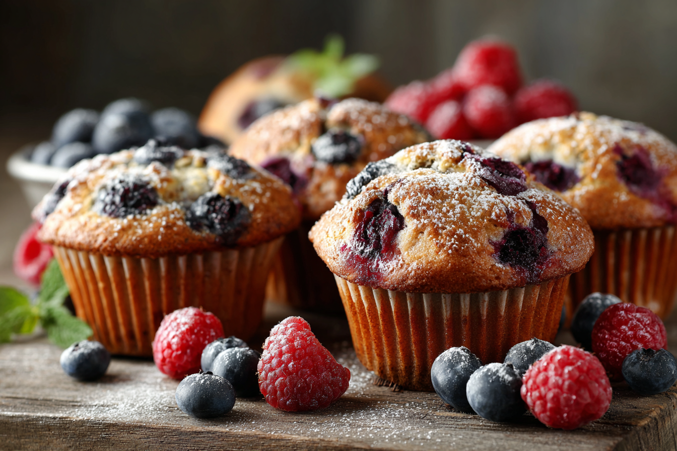 Recipe for Blueberry and Raspberry Muffins How to cook Blueberry and Raspberry Muffins